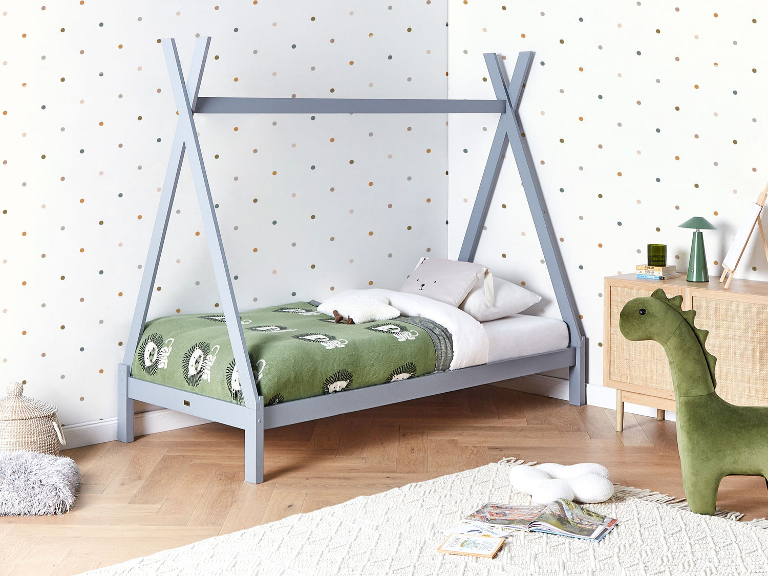 Beliani - DEVAY - Kinderbed - Grijs - 90 x 200 cm - Grenenhout