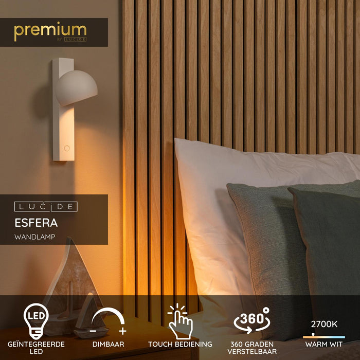 Lucide Premium ESFERA Wandlamp - Wit