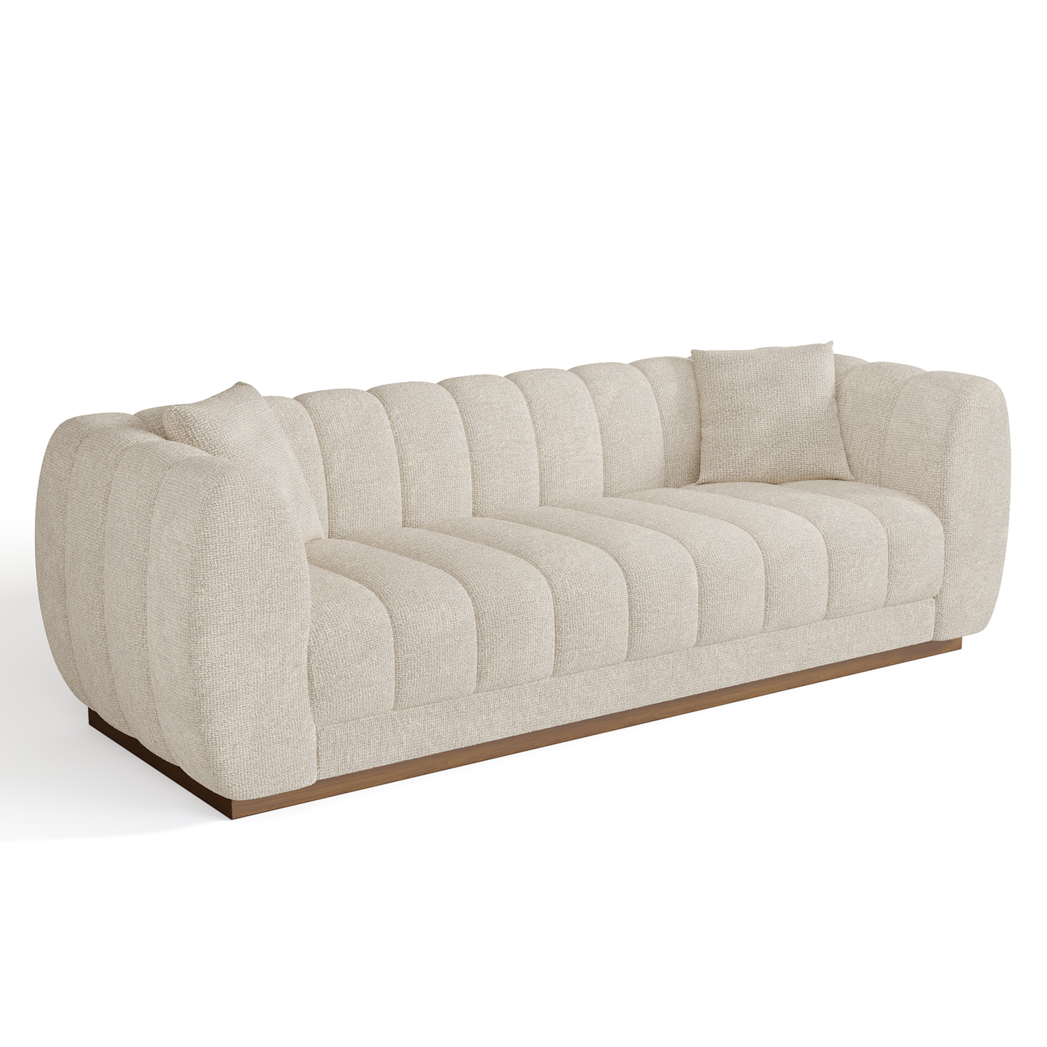 3-zitsbank in crème fluweel 229cm