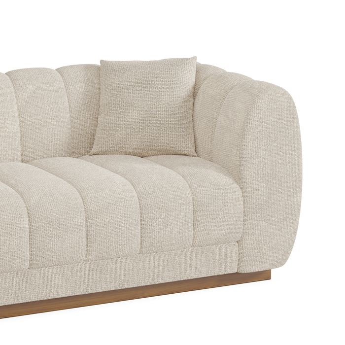 3-zitsbank in crème fluweel 229cm