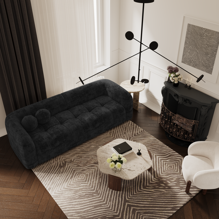 3-zits bank zwart fluweel 226cm