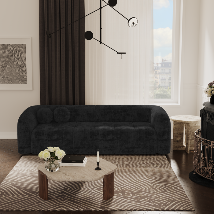 3-zits bank zwart fluweel 226cm
