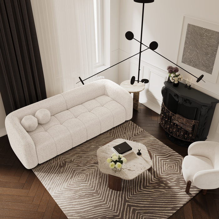 Sofa 3 zits crème bouclette 226cm