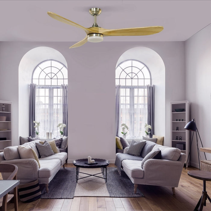 CristalRecord Plafondventilator Yenbig Ø 152 cm licht hout mat chroom