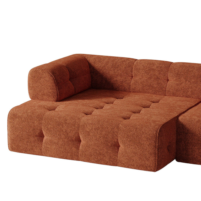 Sofa linkerhoek fluweel chenille terracotta 238cm