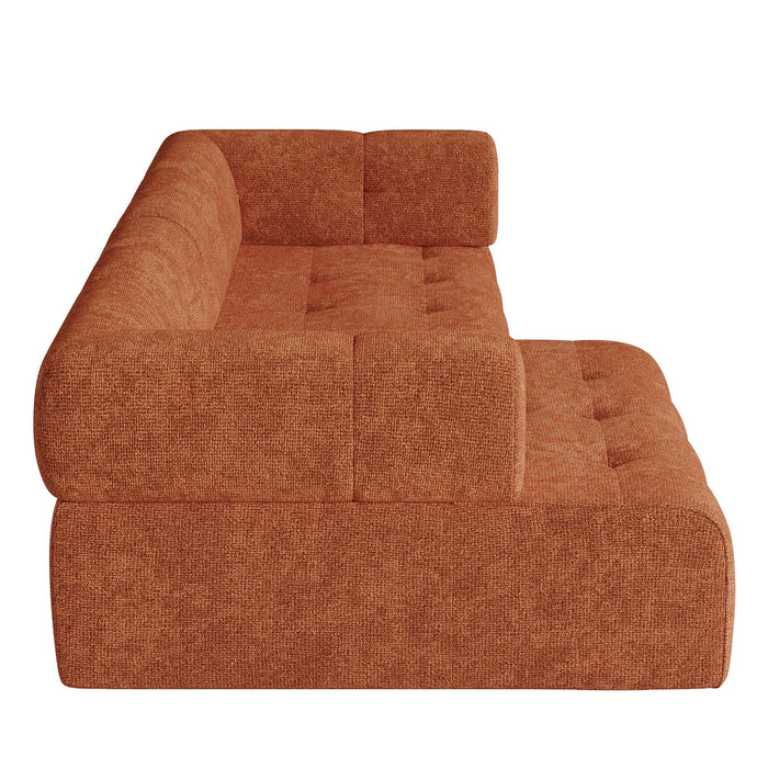 Sofa linkerhoek fluweel chenille terracotta 238cm