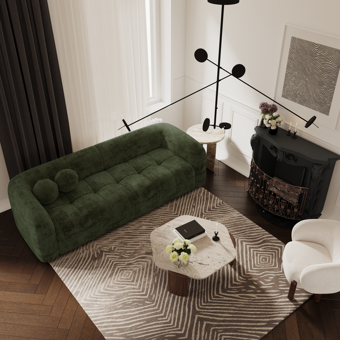 3-zitsbank in kakigroen fluweel