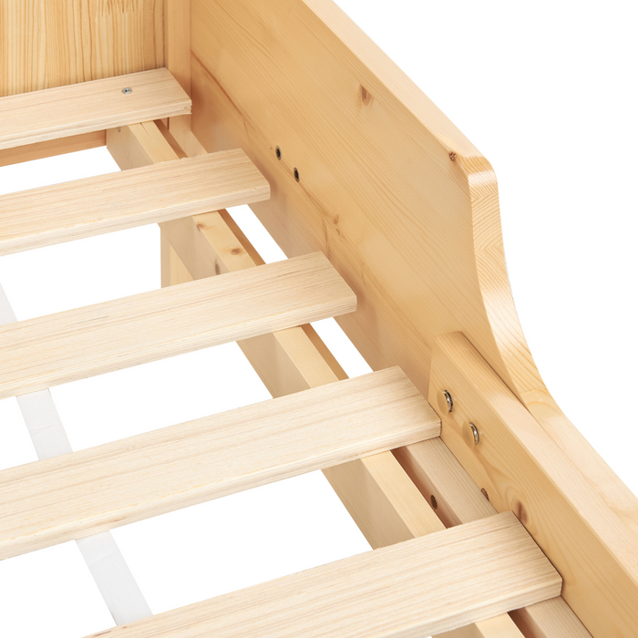 Beliani - MONTIGNY - Uitschuifbaar kinderbed - Lichtbruin - Dennenhout