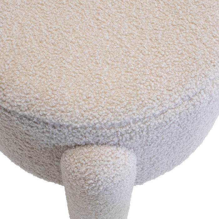 Giga Meubel - Poef Taupe Bouclé - 44x44x42cm - Yara