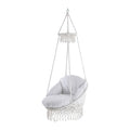 Vivere Polyester Macrame Deluxe Stoel met Franje - Off White