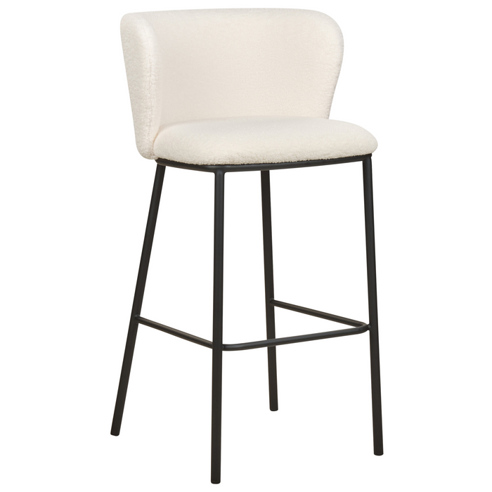 Beliani - MINA - Barkrukken set van 2 - Gebroken wit - Bouclé