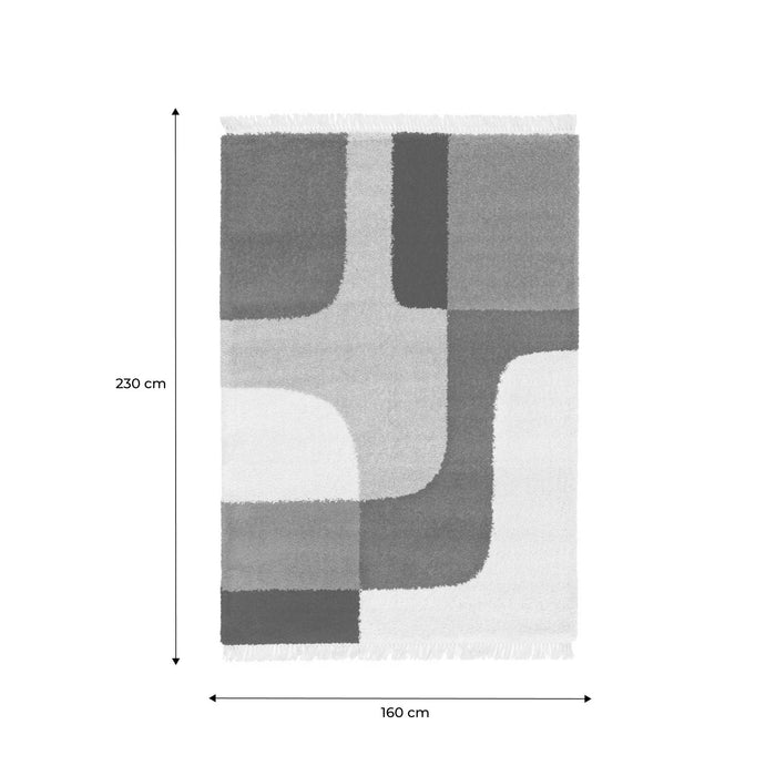 sweeek - Shaggy tapijt, geometrisch patroon, crème