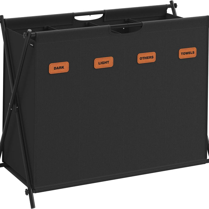 Wasmand - Wassorteerder - 4 vakken - 155 Liter - X-frame - Zwart