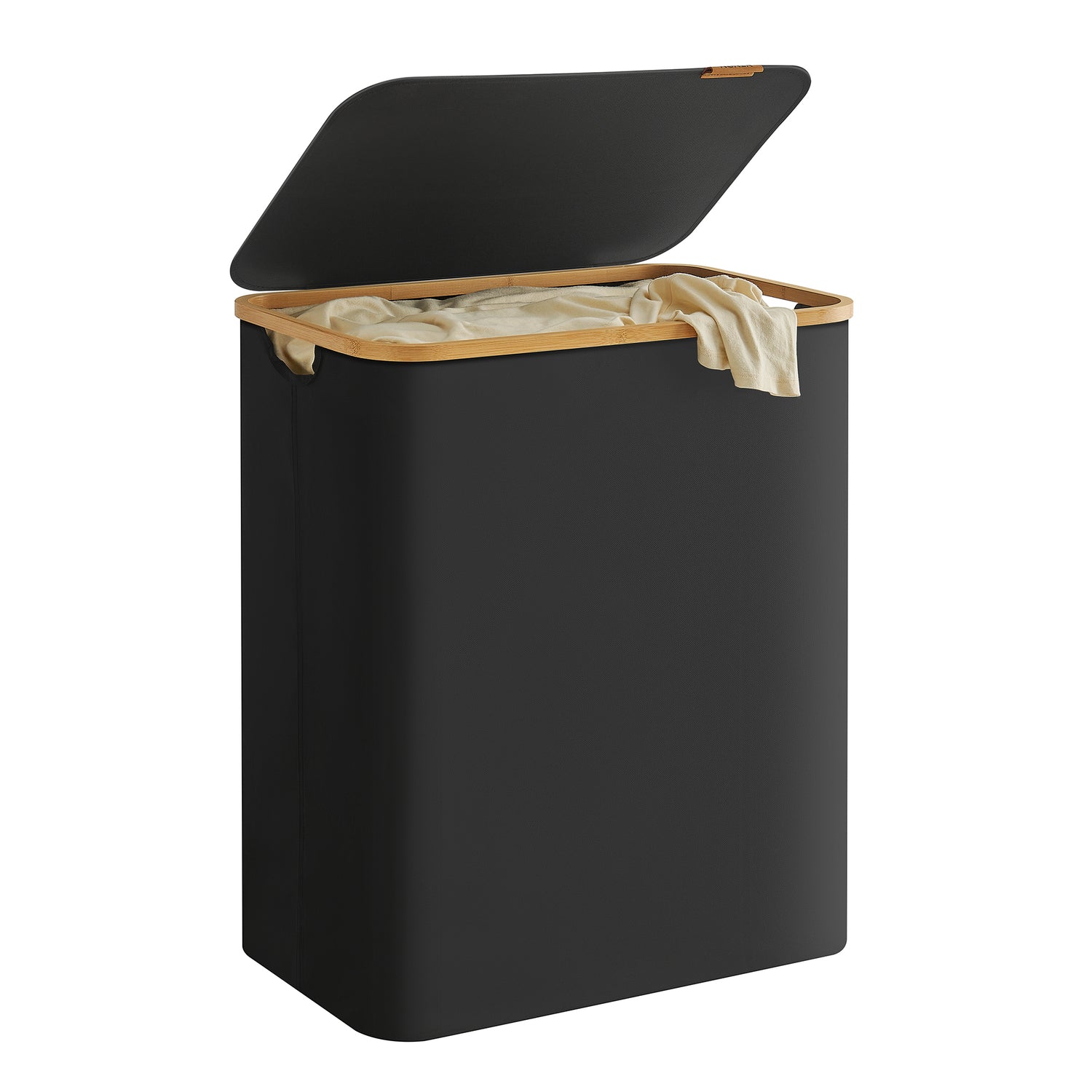 ACAZA Wasmand - Wassorteerder - 3 Vakken - Bamboe - Zwart