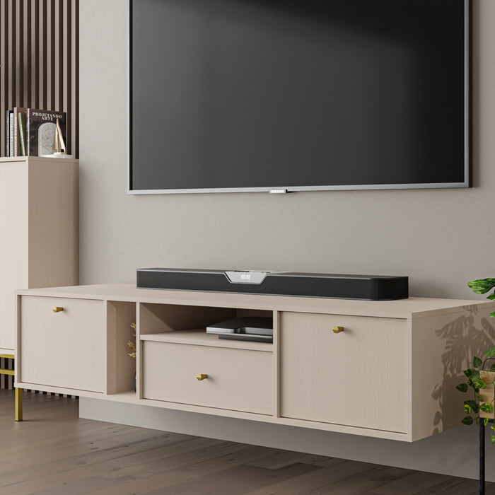 by fonQ Luvra Zwevend Tv-meubel 2-deurs - Open Vak - Zand