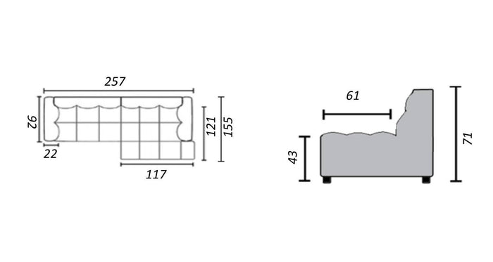 by fonQ Mush Hoekbank met Chaise Longue Rechts - Chenille - Bruin