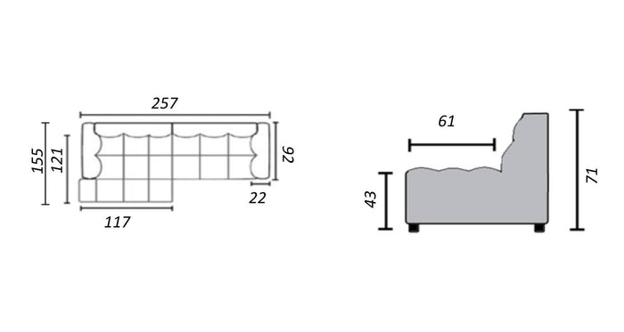 by fonQ Mush Hoekbank met Chaise Longue Links - Chenille - Bruin