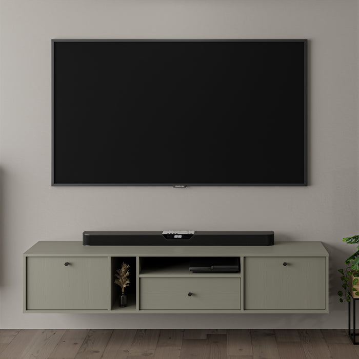 by fonQ Luvra Zwevend Tv-meubel 2-deurs - Open Vak - Groen