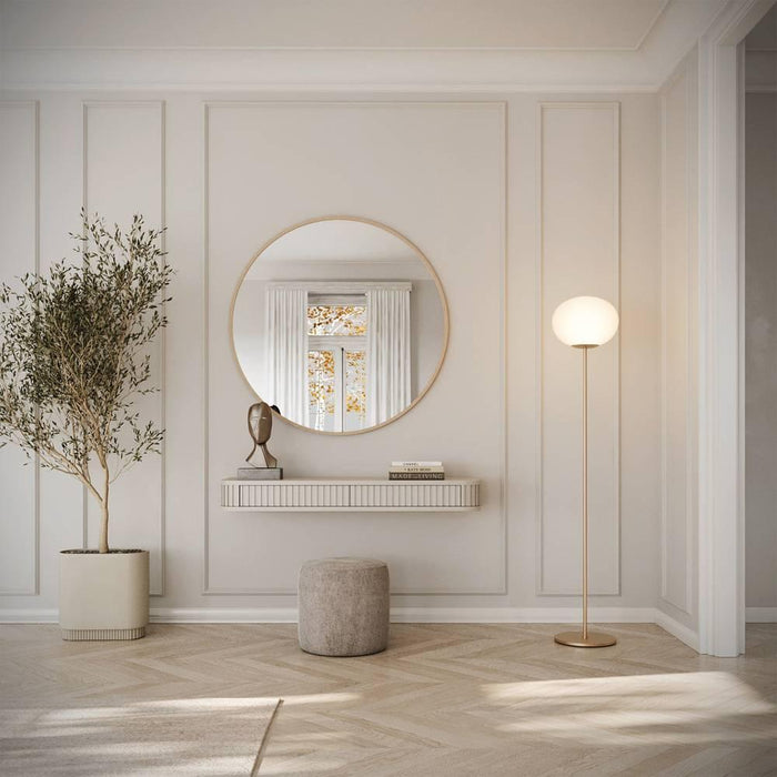 NADUVI Collection Ovarlo hangende kaptafel met groeven en twee laden,