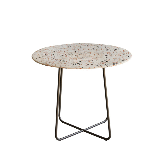 Tikamoon - Ronde tuintafel van premium terrazzo en metaal 90 brown