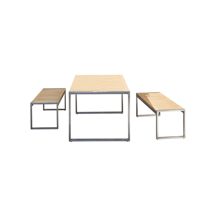 Tikamoon - Massief teakhouten en roestvrij stalen tuinset  6 pers.