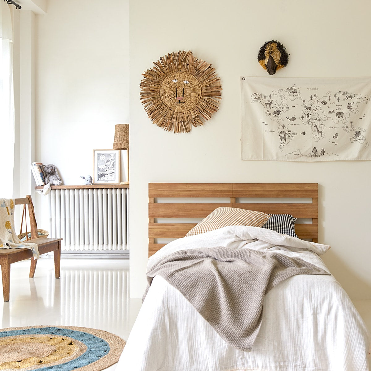 Tikamoon - Hoofdeinde voor kinderkamer van massief teakhout 135 cm