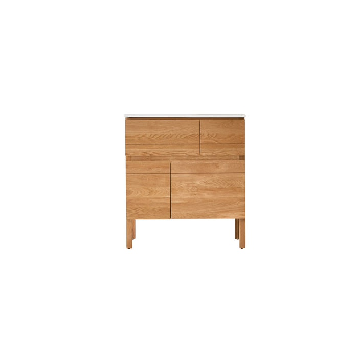 Tikamoon - Massief eikenhouten en keramisch badkamermeubel 80 cm