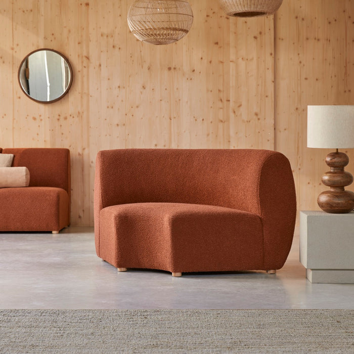 Tikamoon - Modulaire 4-zitsbank van massief acacia en terracotta stof