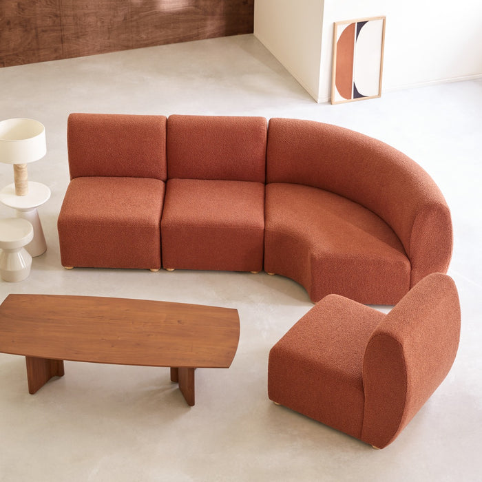 Tikamoon - Modulaire 4-zitsbank van massief acacia en terracotta stof