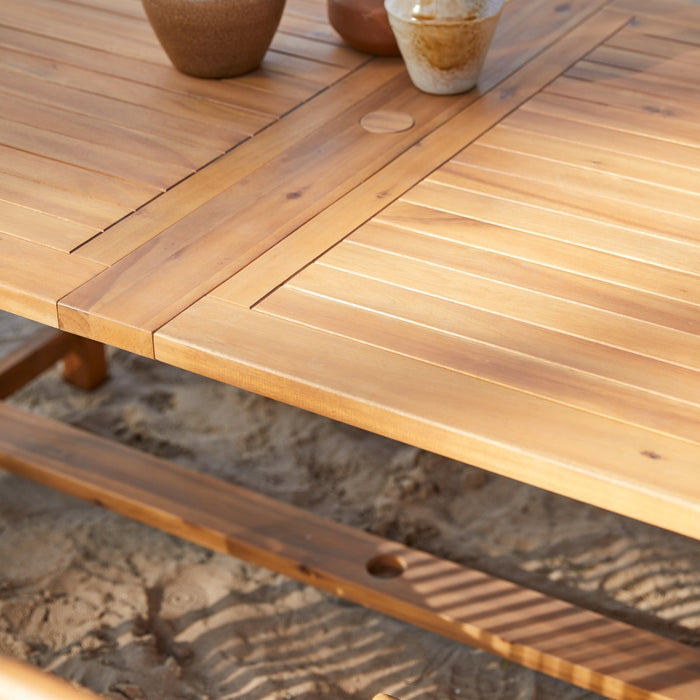 Tikamoon - Rechthoekige tuintafel massief acaciahout met verlengblad