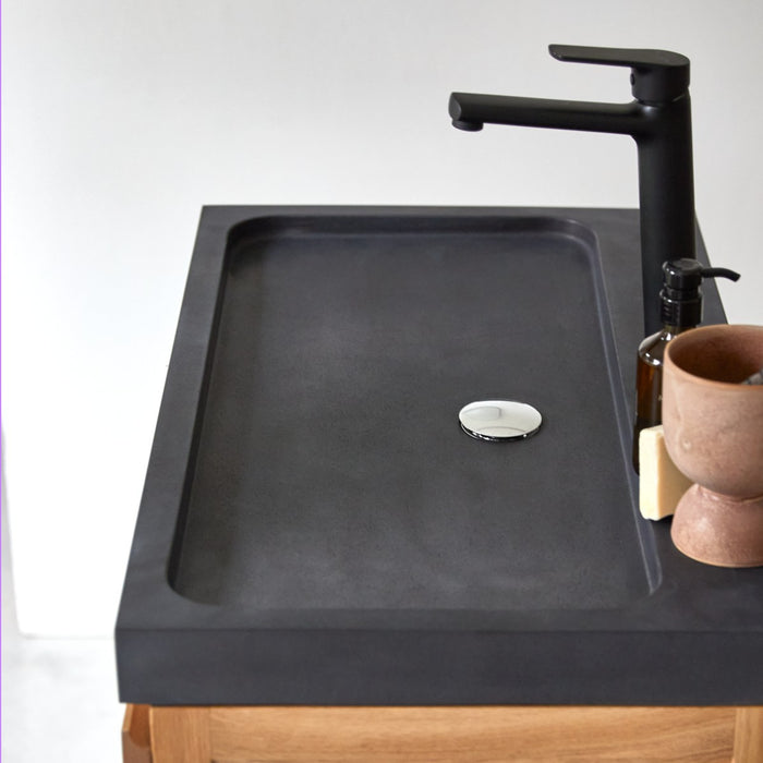 Tikamoon - Massief eikenhouten en lavastenen badkamermeubel 80 cm