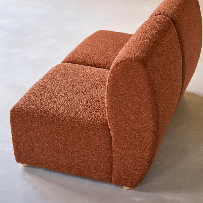 Tikamoon - Modulaire 3-zitsbank van massief acacia en terracotta stof