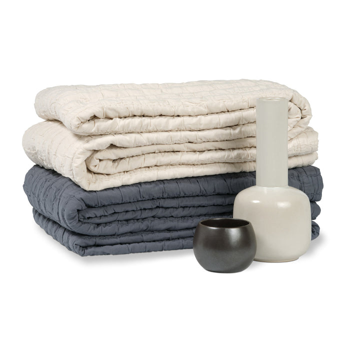 Pure 64 Plaid|sprei Oceanview | 180 x 260 cm | Grijs | Blauw | Katoen