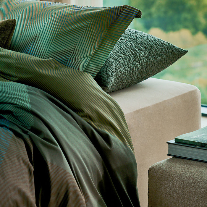 Ziggy Dekbedovertrek Sage Green | 140 x 200|220 cm | Groen | Blauw