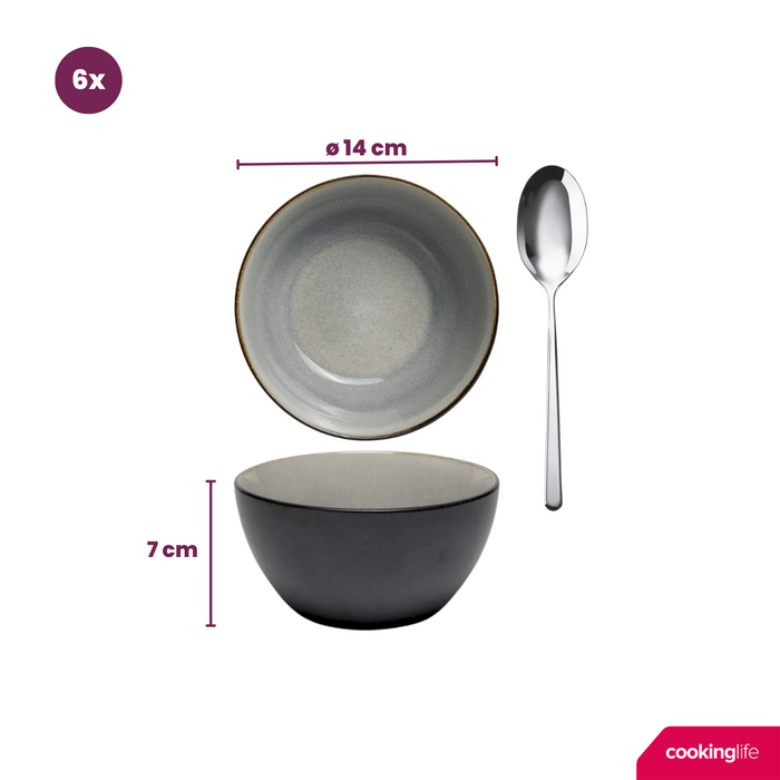 Cookinglife Soepkommen | Kommen Nola Warm Grey ø 14 cm - 6 stuks