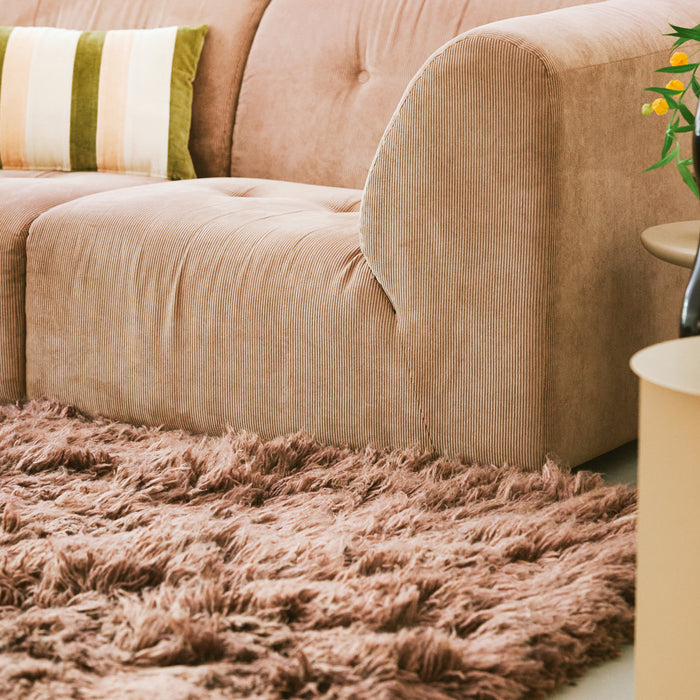 HKliving Vint Bank Element - Hoekstuk Rechts - Corduroy Rib - Bruin