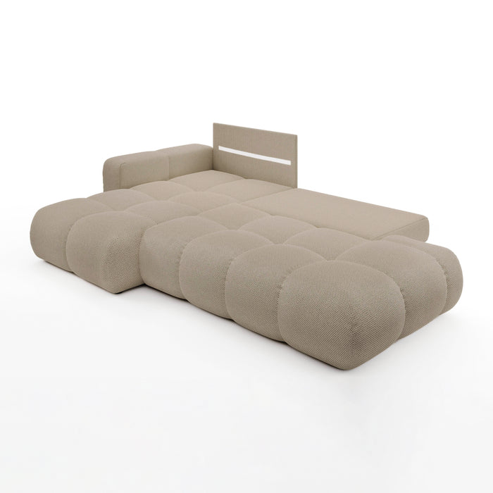 by fonQ Charme Hoekbank Links met Slaapfunctie - Weefstof - Beige