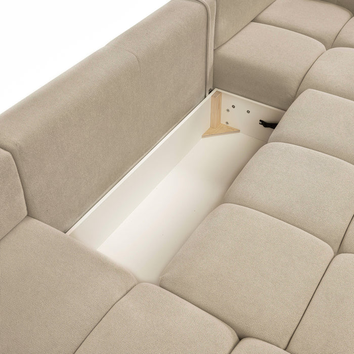 by fonQ Charme U-bank met Slaapfunctie  - Weefstof - Beige