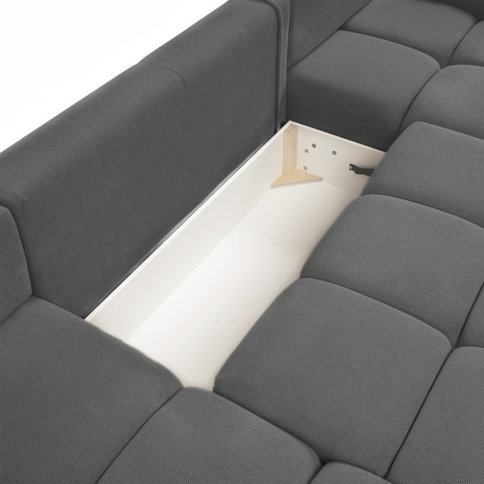 by fonQ Charme U-bank met Slaapfunctie  - Weefstof - Antraciet