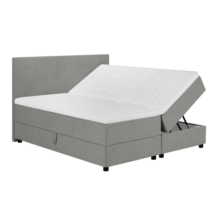 by fonQ Stilo Boxspring met Opbergruimte en Hoofdbord - 180 x 200 cm - Grijs