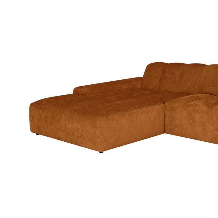 by fonQ Plume 3-zits Hoekbank met Chaise Longue XL Links - Chenille - Terra