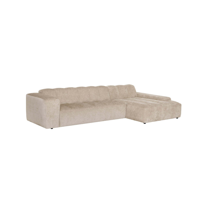 by fonQ Plume 4-zits Hoekbank met Chaise Longue Rechts - Chenille - Beige