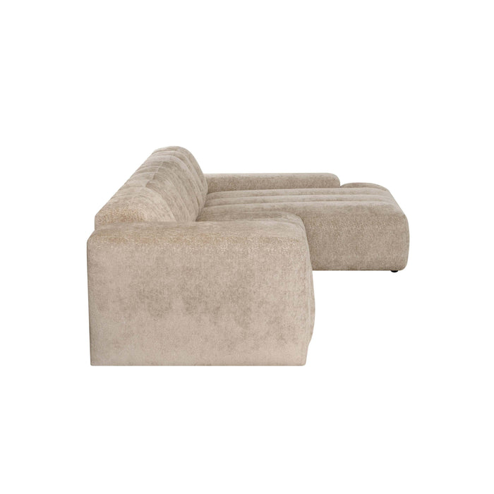 by fonQ Plume 4-zits Hoekbank met Chaise Longue Rechts - Chenille - Beige