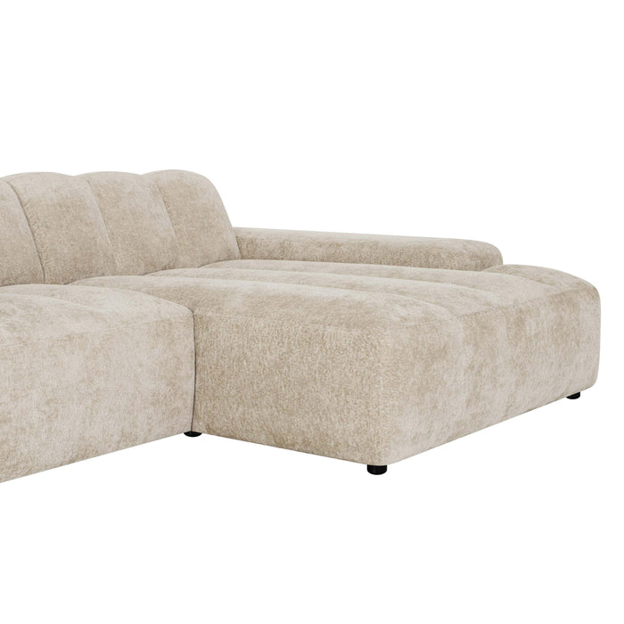 by fonQ Plume 4-zits Hoekbank met Chaise Longue Rechts - Chenille - Beige