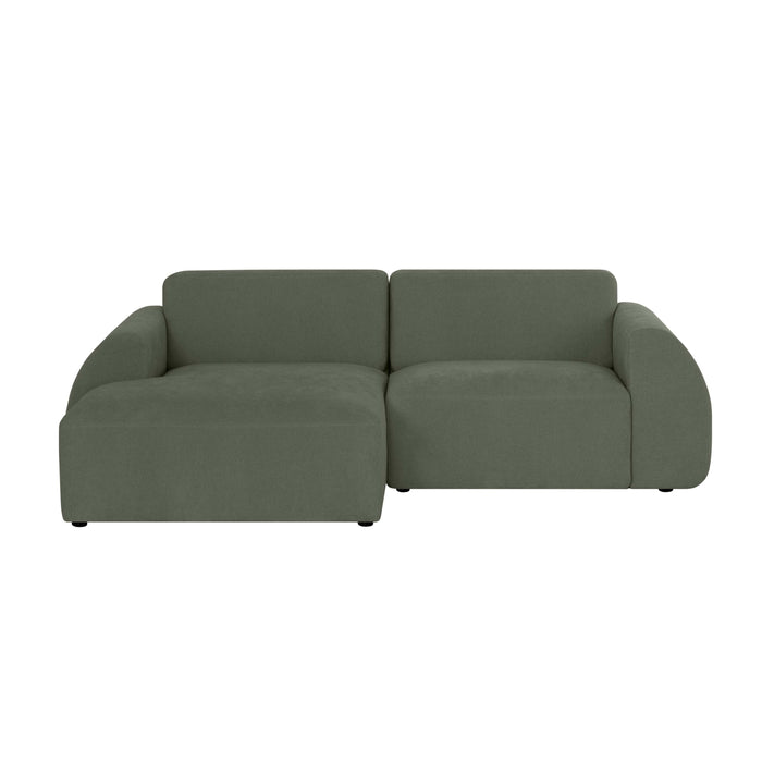 by fonQ Bink 2,5-zits Hoekbank met Chaise Longue Links - Bouclé - Mosgroen