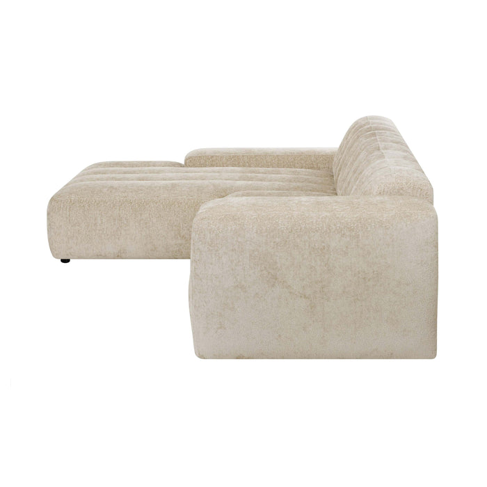 by fonQ Plume 4-zits Hoekbank met Chaise Longue XL Links - Chenille - Beige
