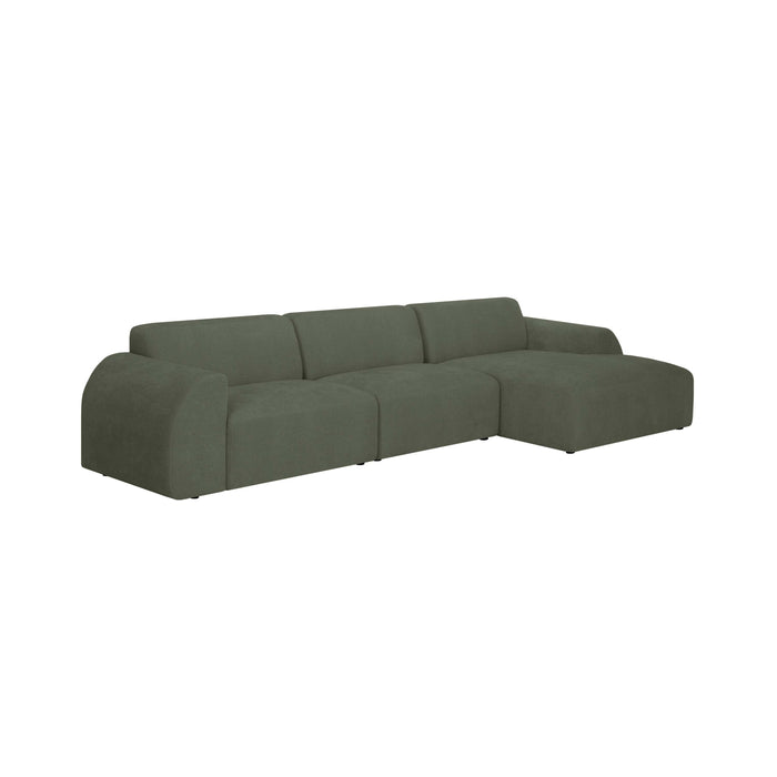 by fonQ Bink 3-zits Hoekbank met Chaise Longue Rechts - Bouclé - Mosgroen