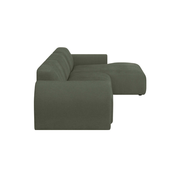 by fonQ Bink 3-zits Hoekbank met Chaise Longue Rechts - Bouclé - Mosgroen