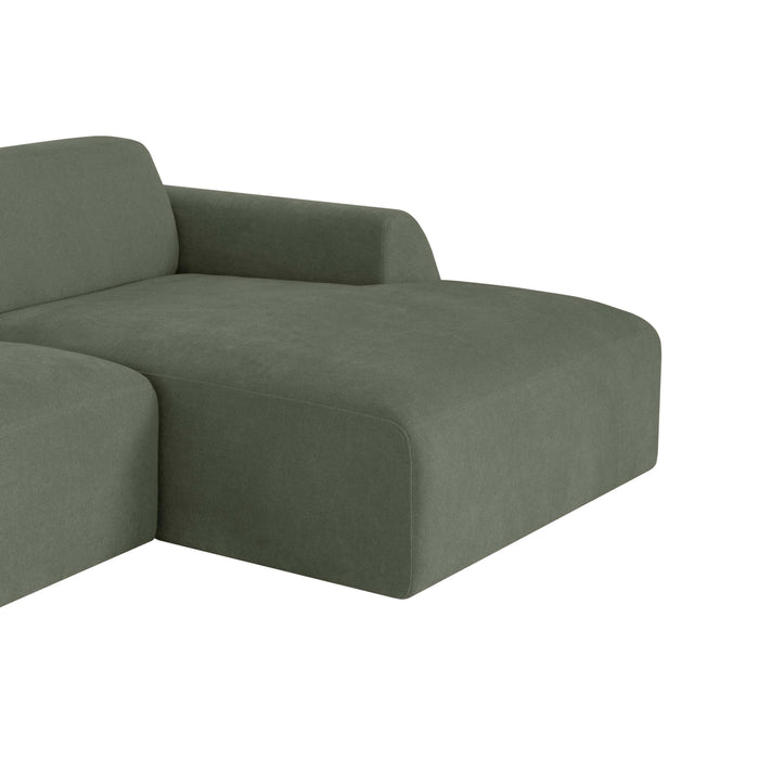 by fonQ Bink 2,5-zits Hoekbank met Chaise Longue Rechts - Bouclé - Mosgroen