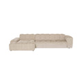 by fonQ Plume 4-zits Hoekbank met Chaise Longue Links - Chenille - Beige